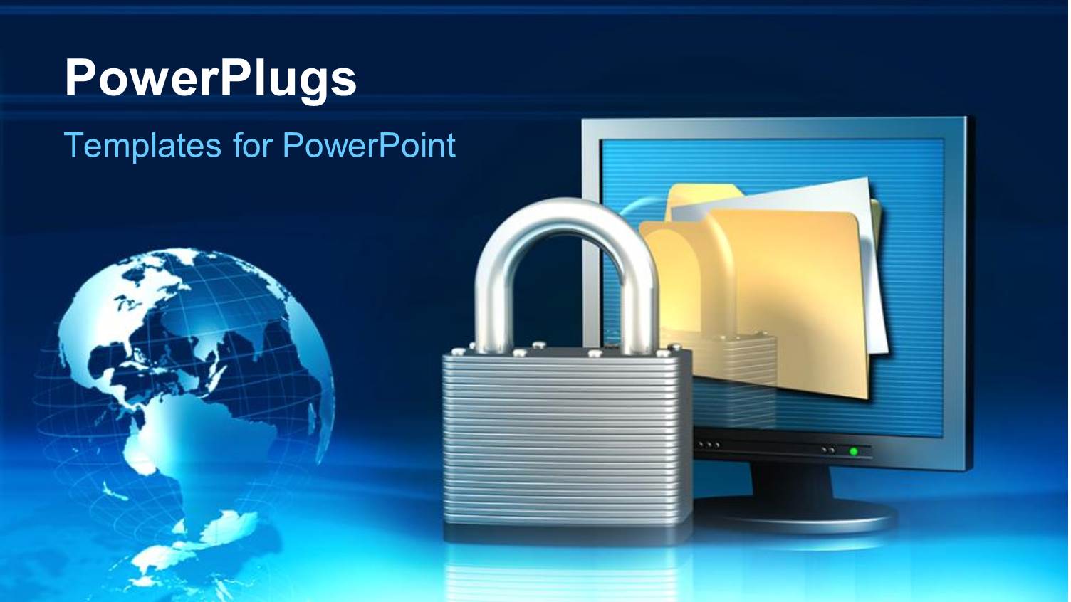 a Lock and a Monitor with Globe in the Background