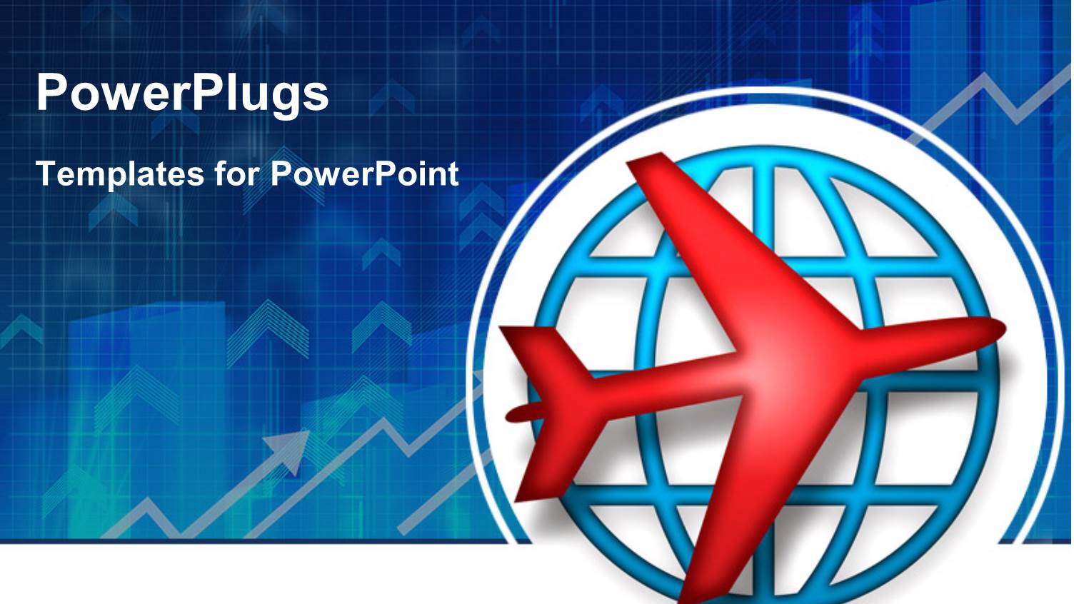 Logo of Red Airplane Over Blue Globe with Arrows and Charts