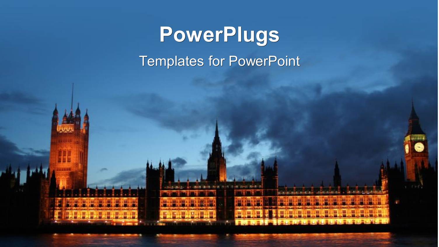 London's House of Parliament Lit Up at Night Behind the Thames