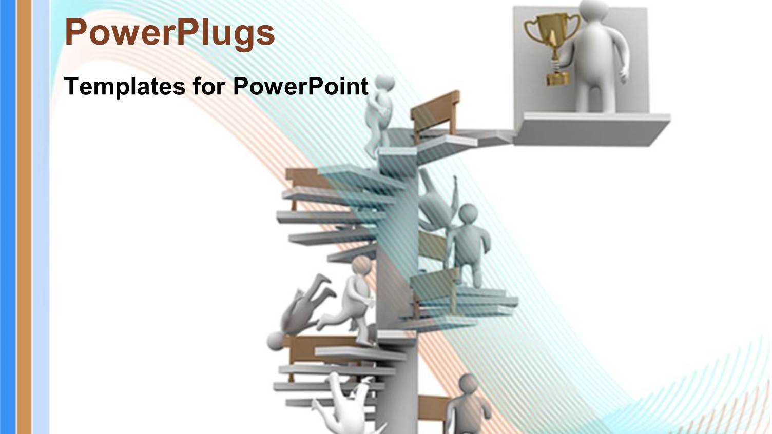 Long White Spiral Stairs with a Human Figure on Top