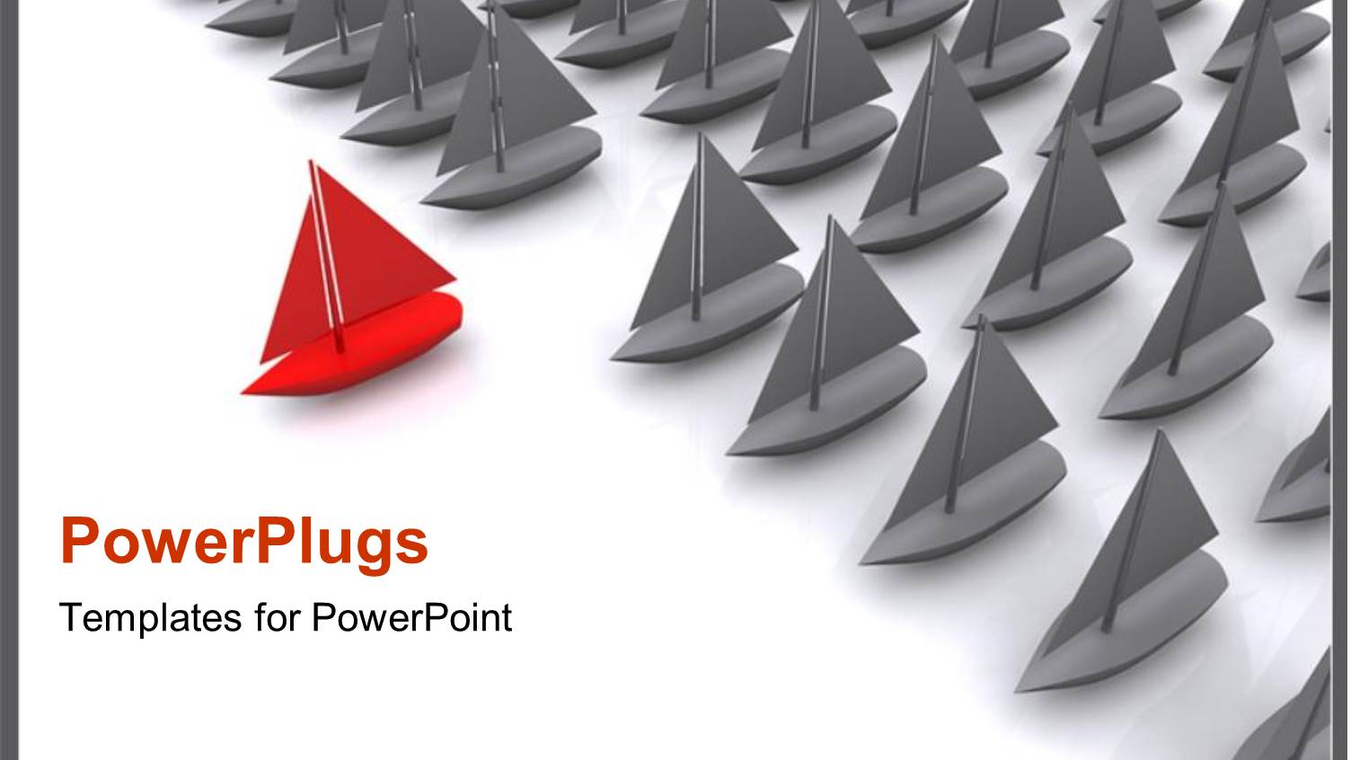 a Lot of Boats Being Lead by a Red One