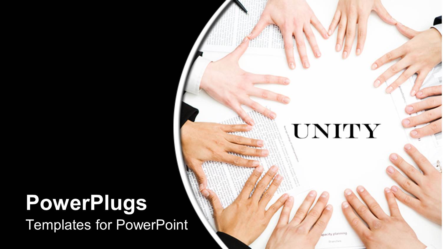 Lots of Adult Hands Joined Together  on a Black Background