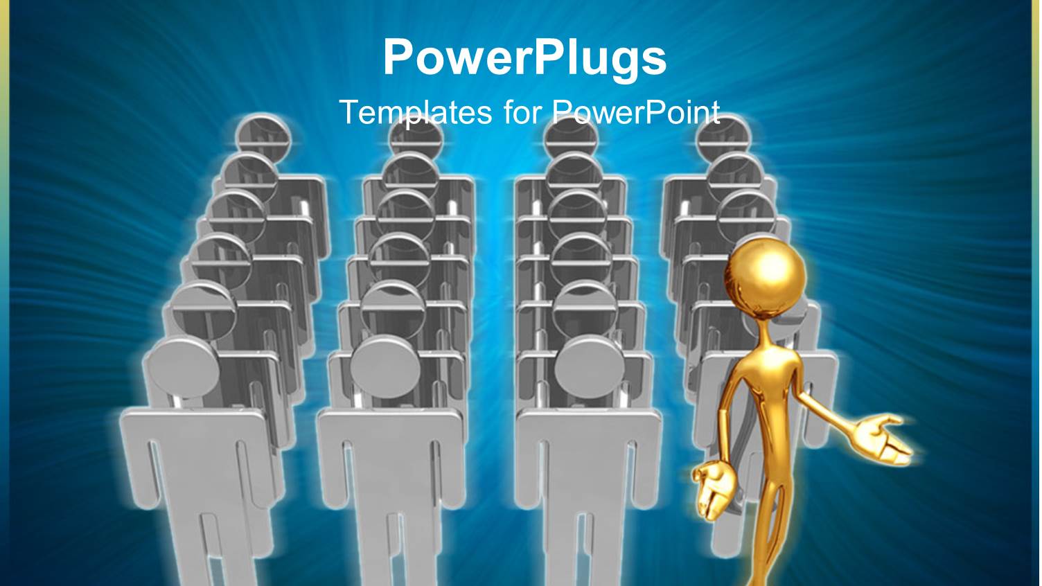 Lots of Animated Human Figures with a Golden One in Front