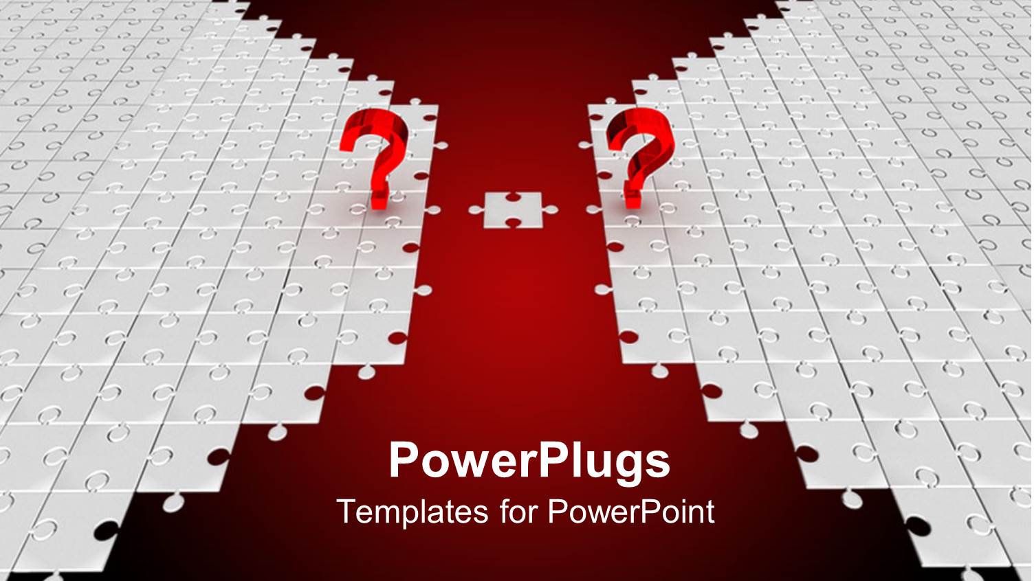 Lots of Arranged Puzzle Pieces with Two Red Question Marks