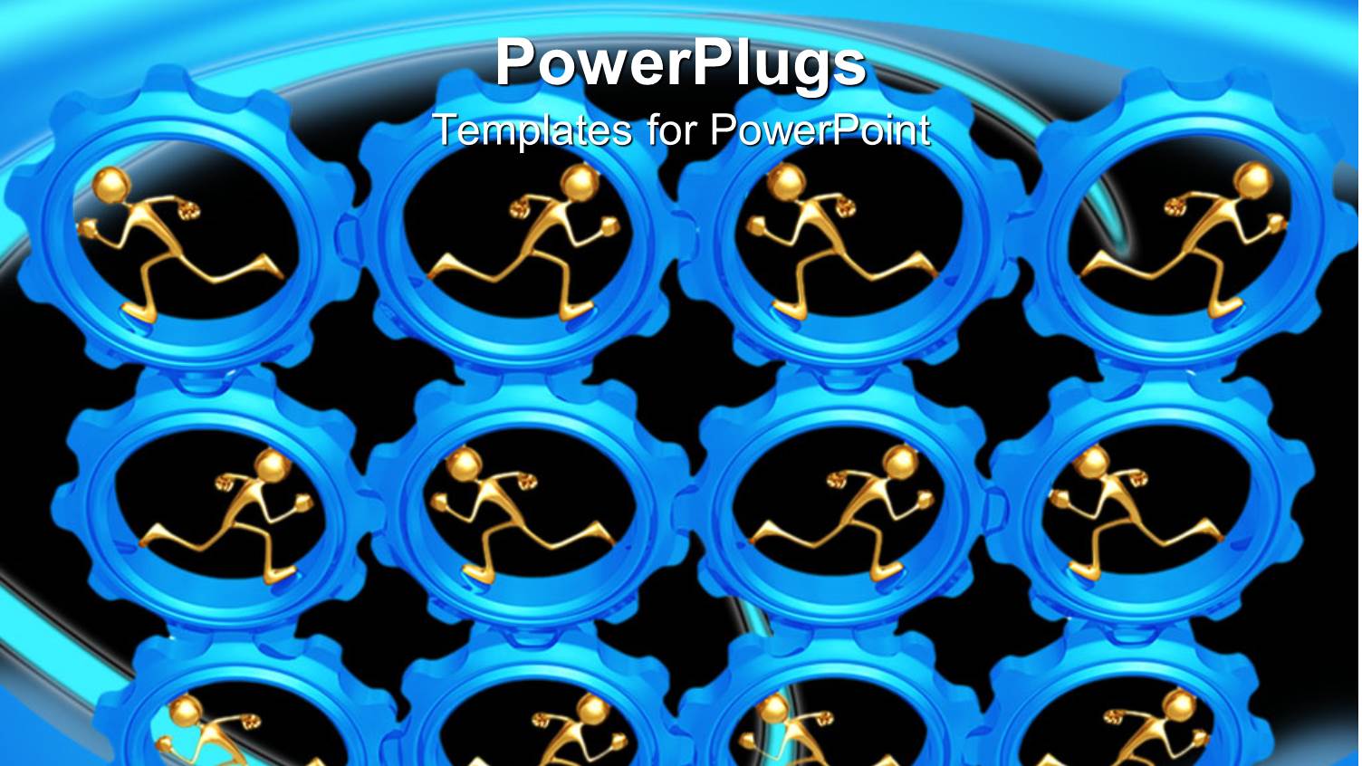 Lots of Blue Gears with Human Figures in them