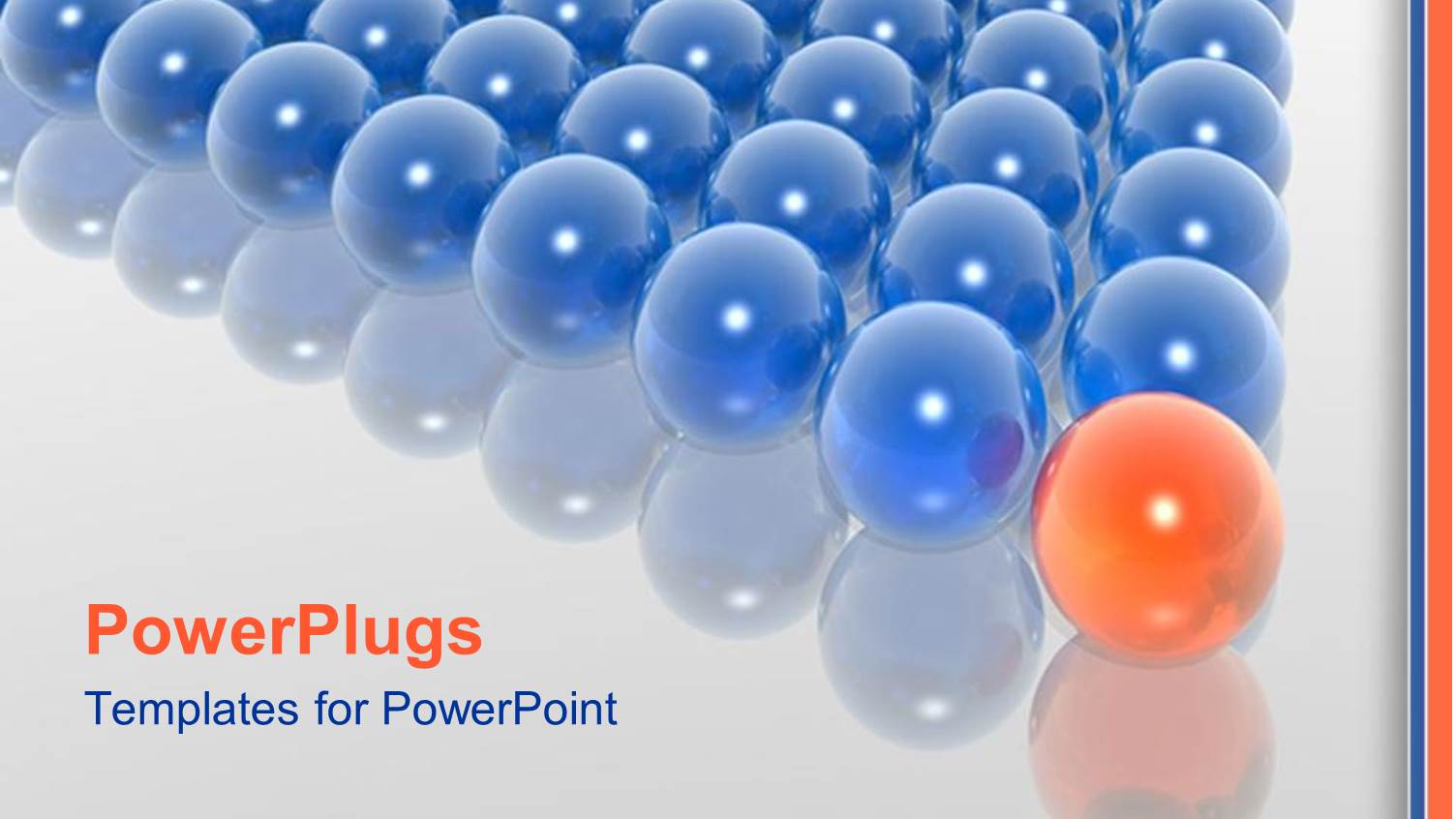 Lots of Blue Shiny Balls with One Orange One