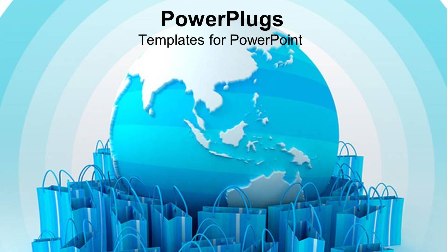 Lots of Blue Shopping Bags Around a Blue Earth