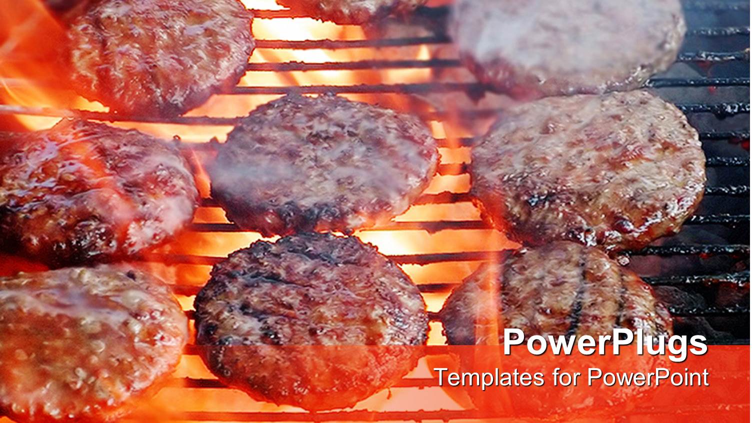 Lots of Burgers Roasting Over a Flame on a Lit Grill