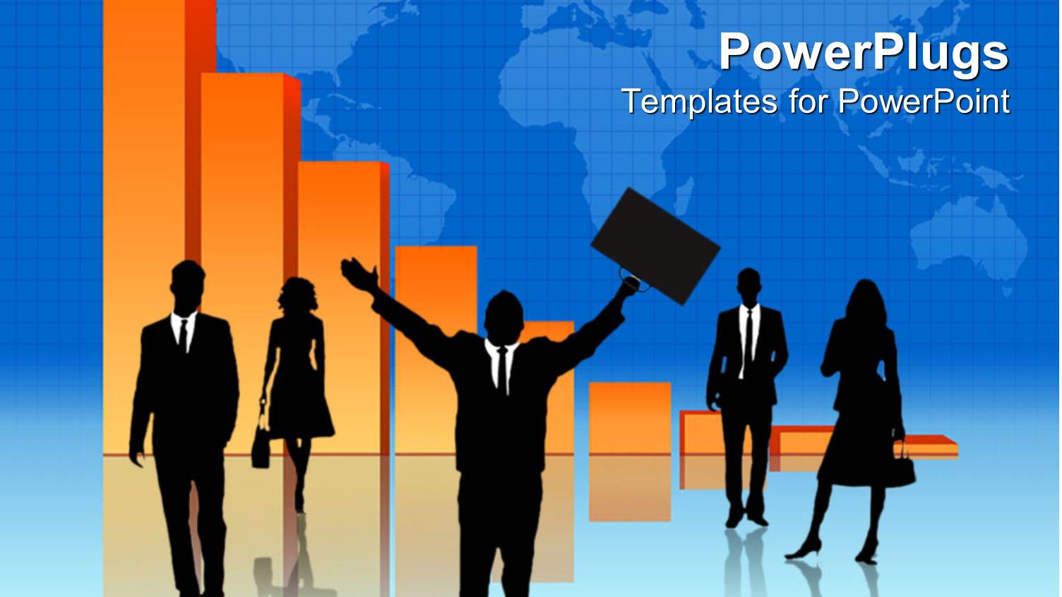 Lots of Business Human Characters with an Orange Bar Chart