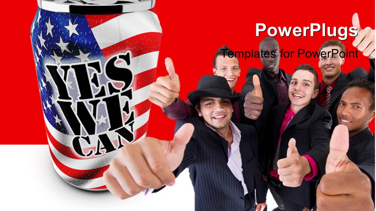 Lots of Business Men Smiling with a Text which Spells Out the Words 