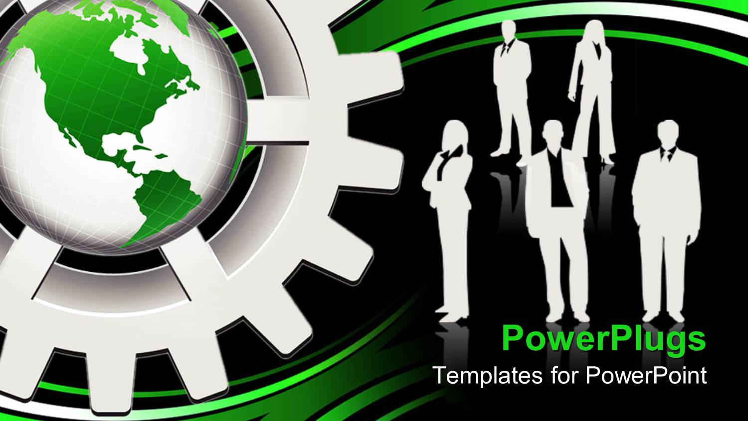 Lots of Business People Standing Beside a Green Earth Globe in a White Gear