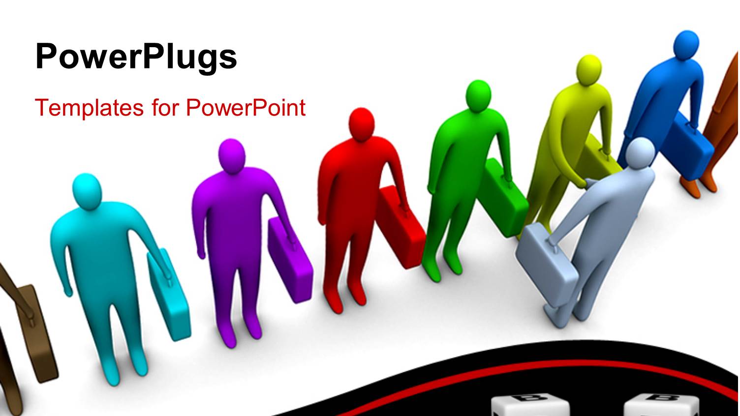 Lots of Characters Holding Briefcases Standing on a Line