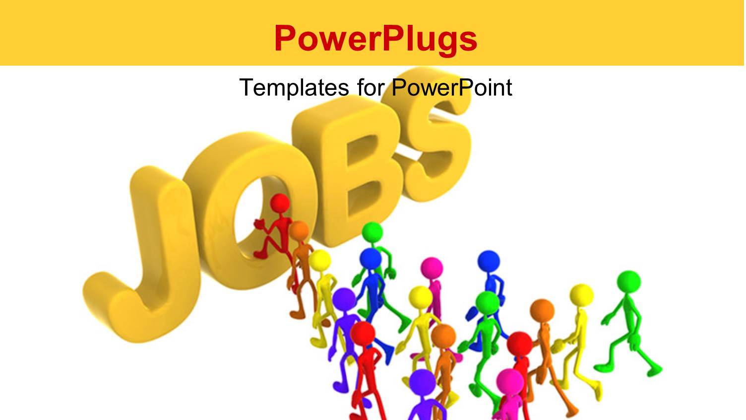 Lots of Characters Walking Towards a Text that Spells Out the Word 