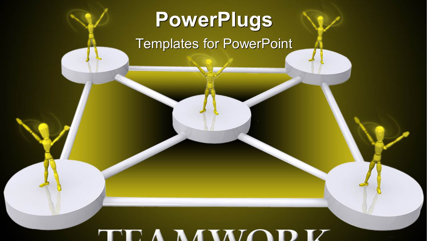 Lots of Circular Slabs with People and a Teamwork Text