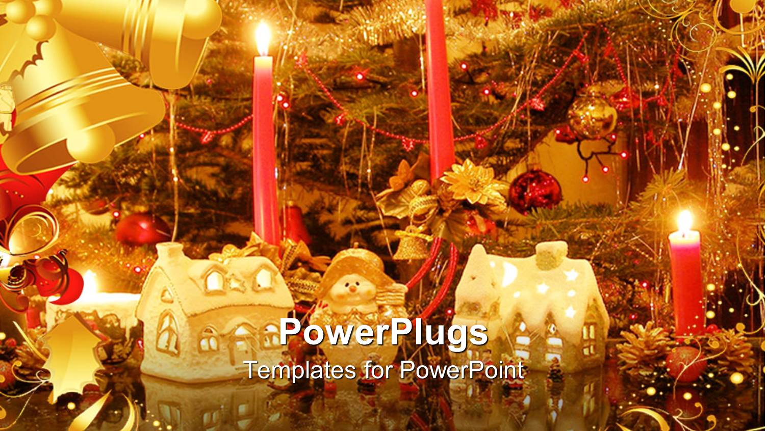 Lots of Colorful Shinning Gold and Red Christmas Ornaments