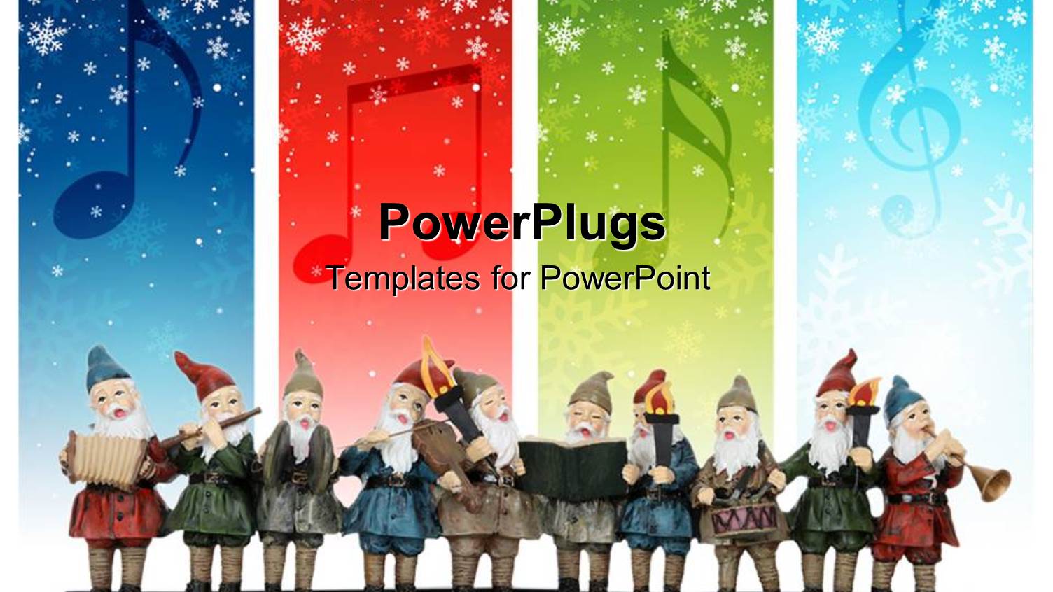 Lots of Elves Singing with Musical Instruments with Snow Falling