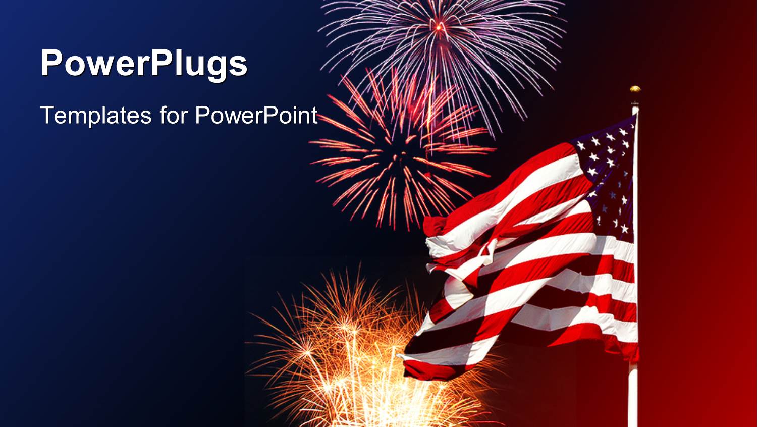 Lots F Fireworks and an American Flag on a Pole