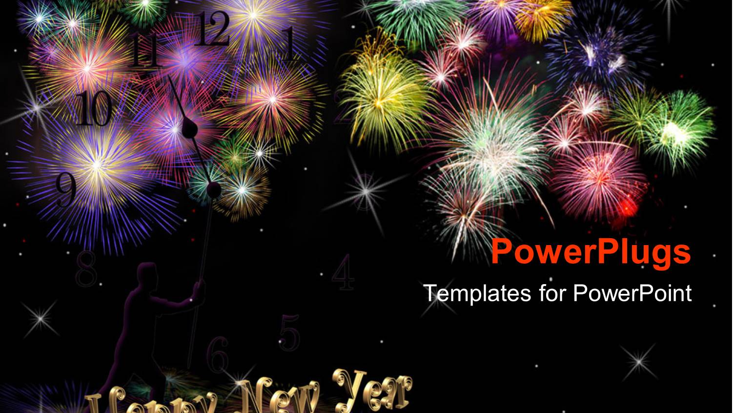 Lots of Fire Works with Happy New Year Text