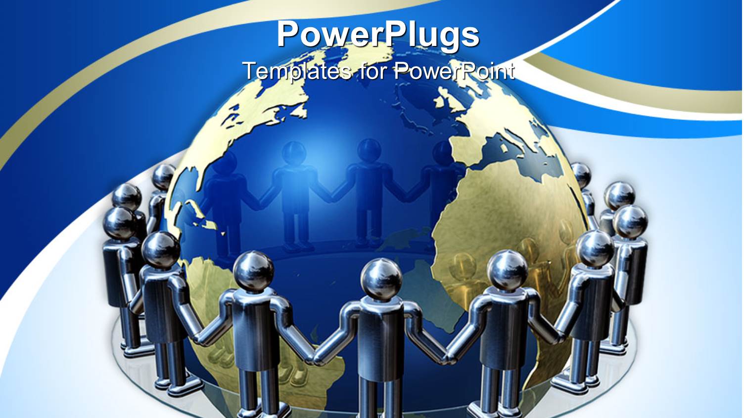 Lots of Gold Colored 3D Characters Holding their Hands Together