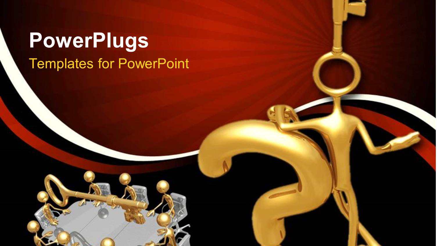 Lots of Gold Colored Characters with a Golden Key