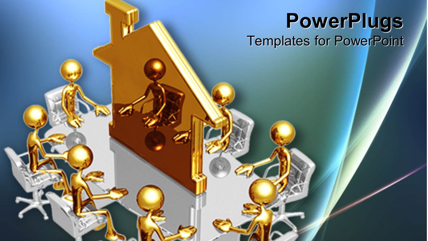 Lots of Gold Colored Characters Sitting on a Round Table