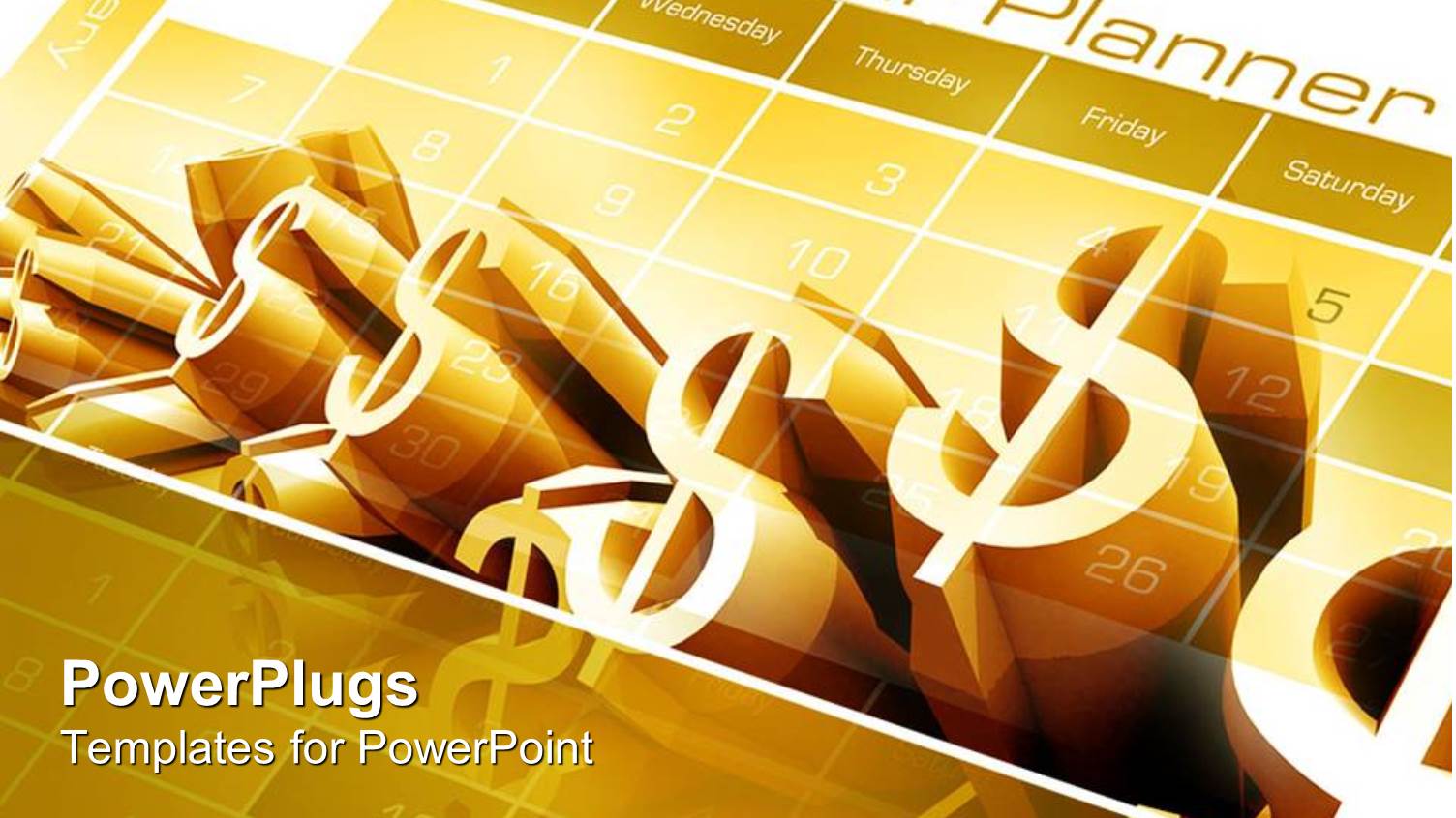 Lots of Gold Colored Dollar Symbols on a Gold Calendar