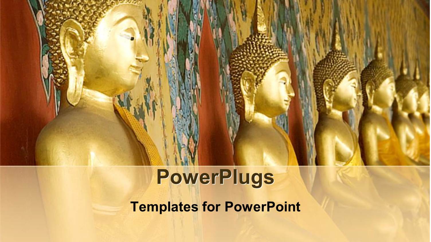 Lots of Gold Colored Statues of Buddha Lined Up