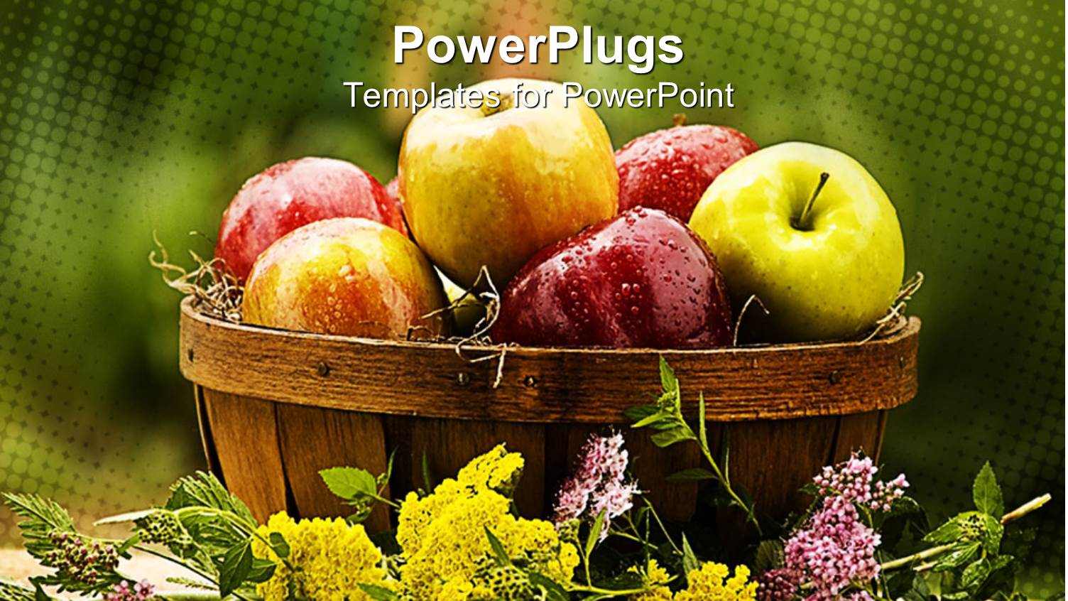 Lots of Green and Red Apples in a large Brown Bowl