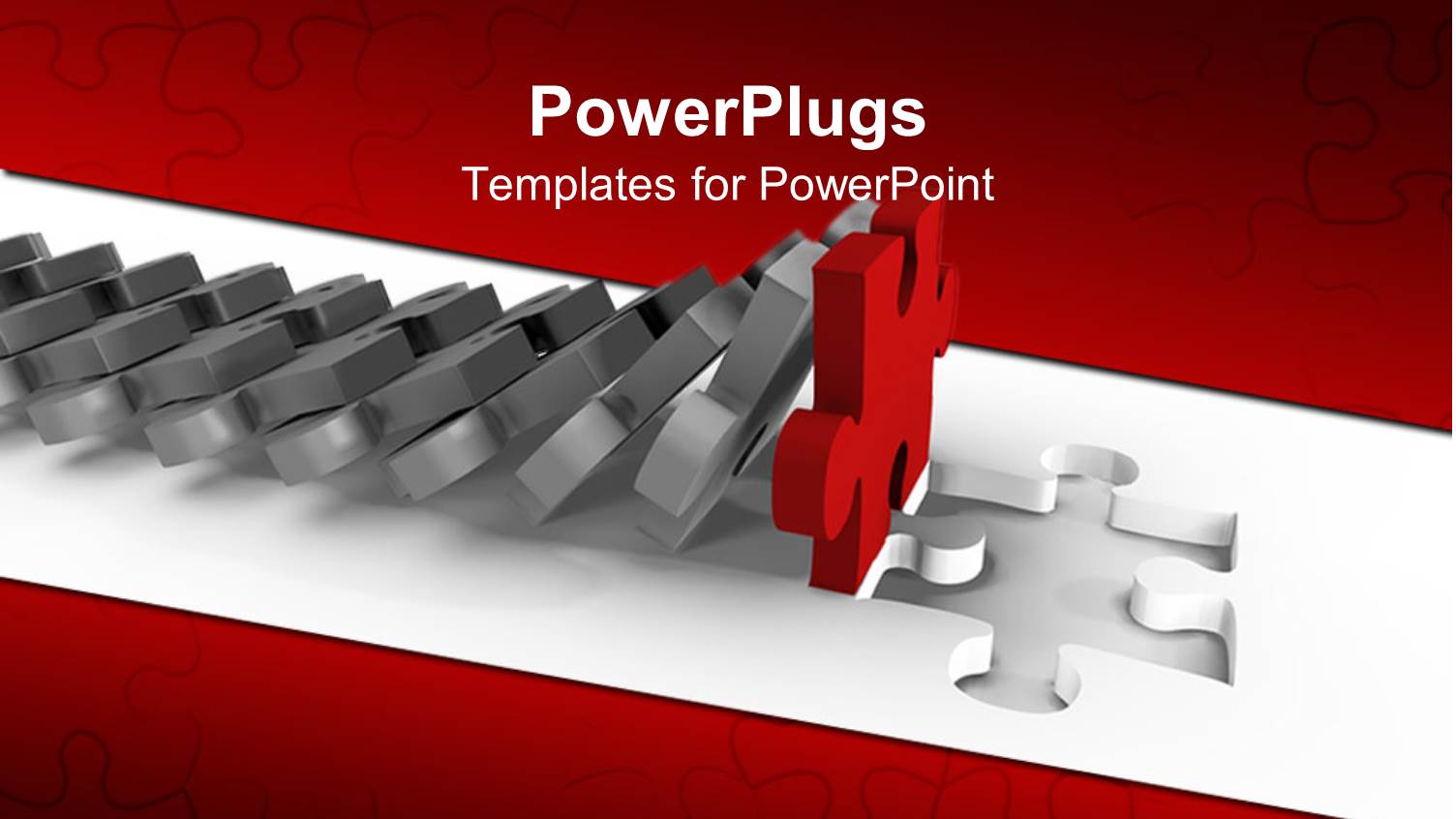 Lots of Grey Colored Puzzle Pieces Falling on a Red One