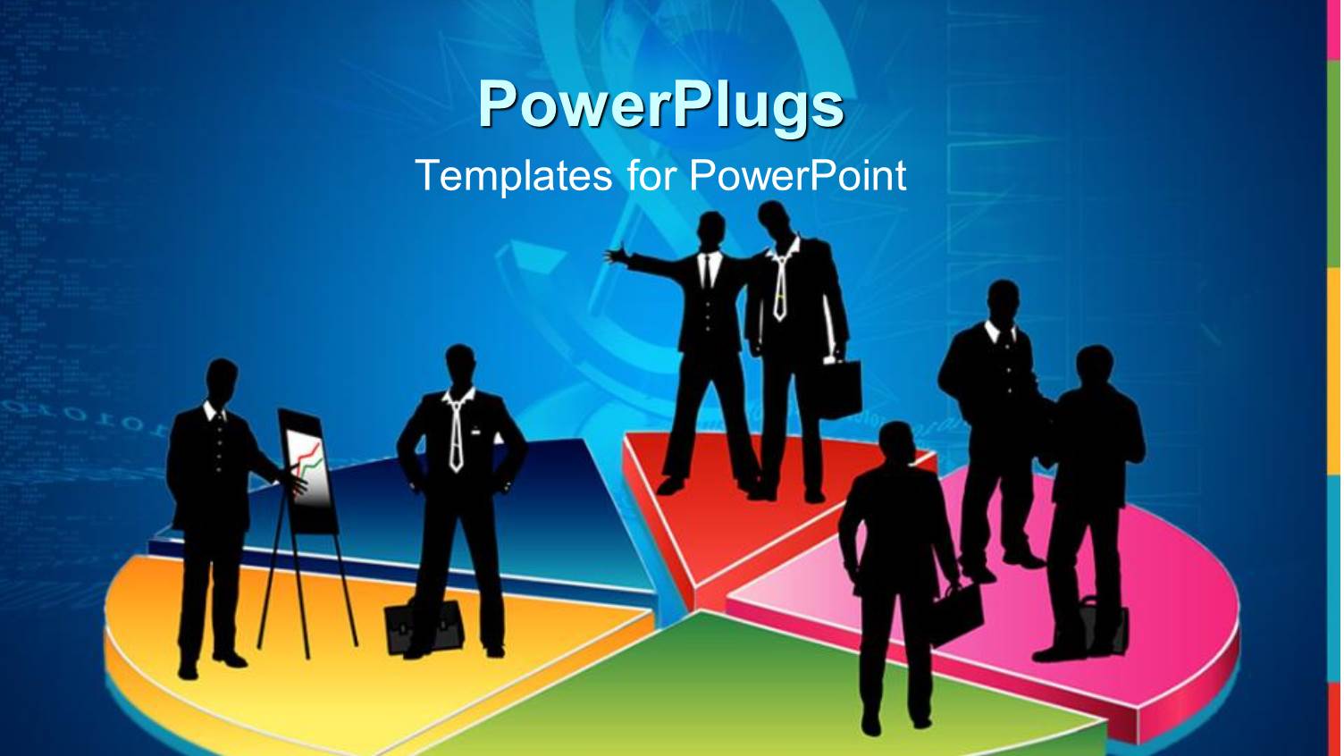 Lots of Human Characters in Different Positions Standing on a Pie Chart