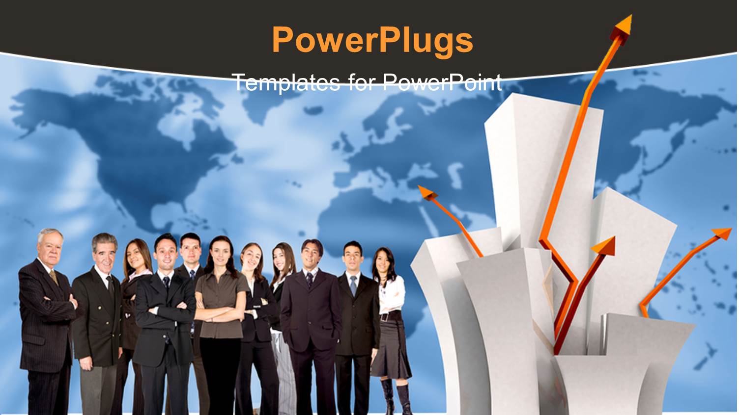 Lots of Humans Standing Beside Arrow Signs and Globe Background