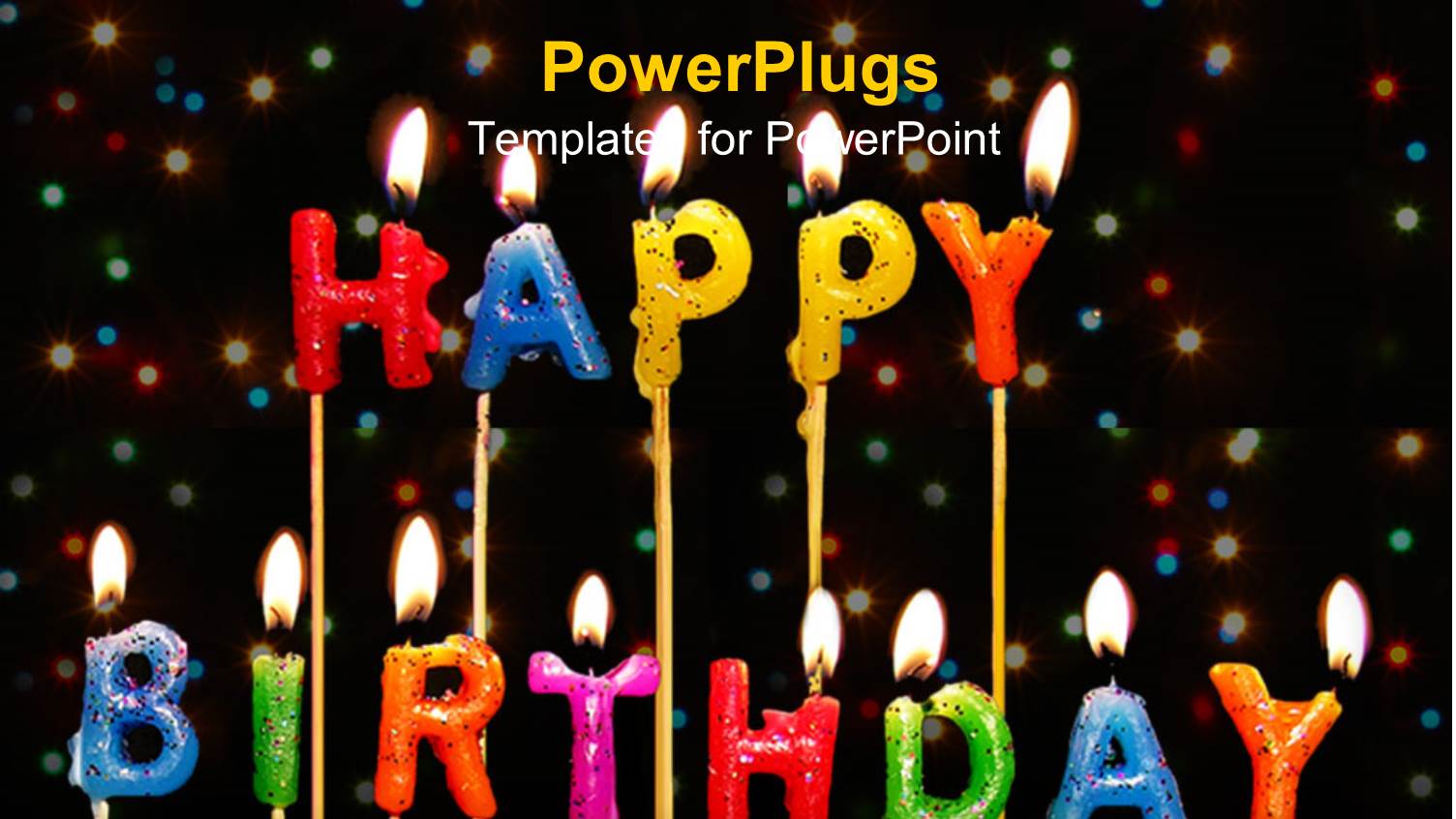 Lots of Lit Multi Colored Candles that Spell Out the Words 