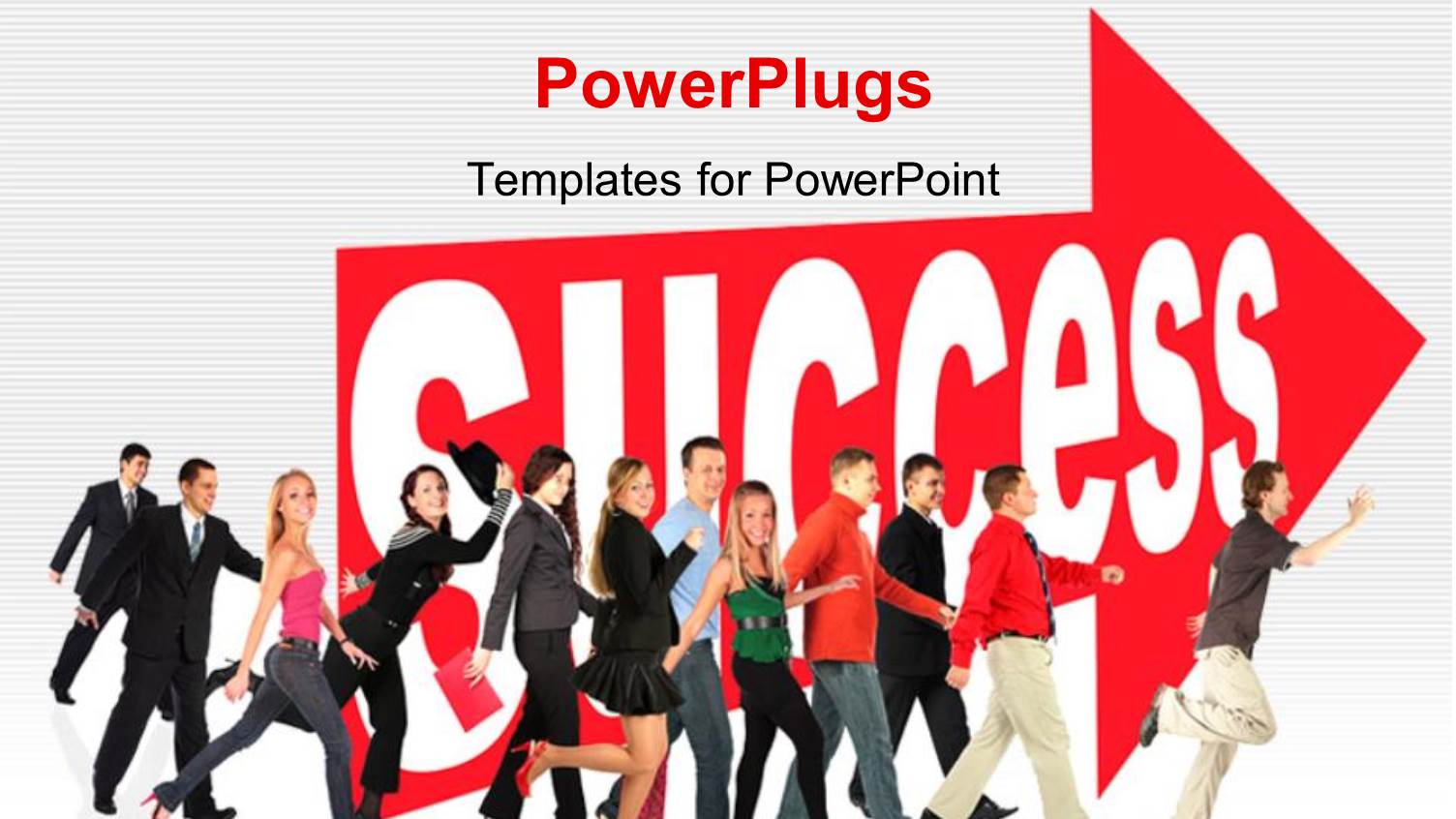 Lots of Men and Women Walking with a Success Arrow Beside them