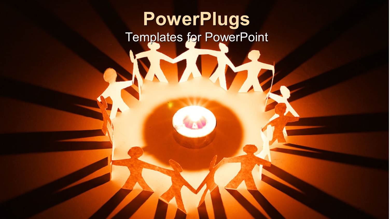 Lots of Paper Cuts Characters Holding Hands Round a Light