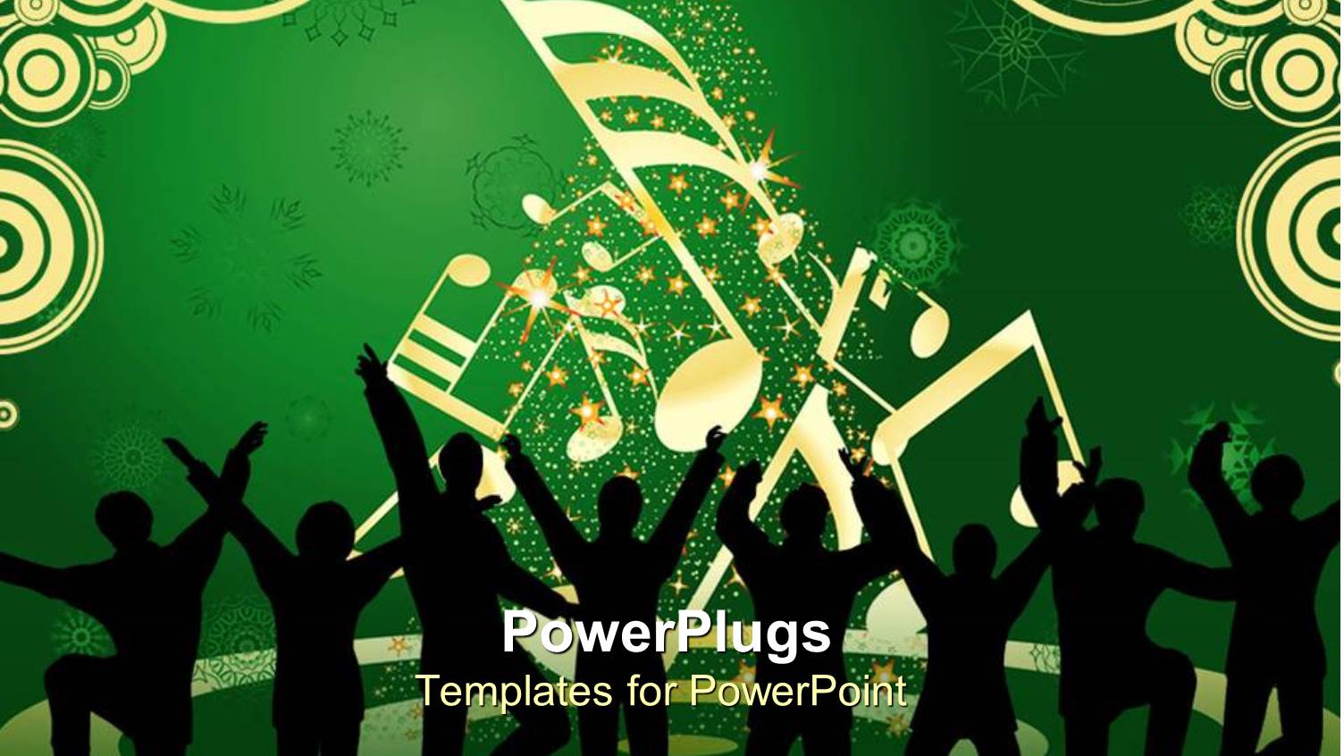 Lots of People Dancing Happily on a Green and White Background