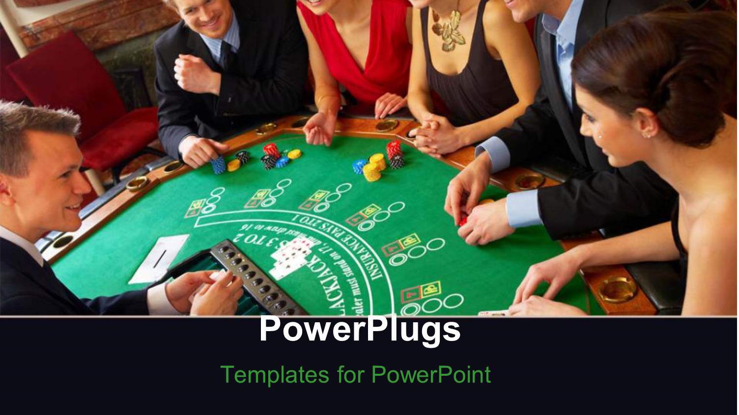 Lots of People Playing a Game of Black Jack Smiling Happily