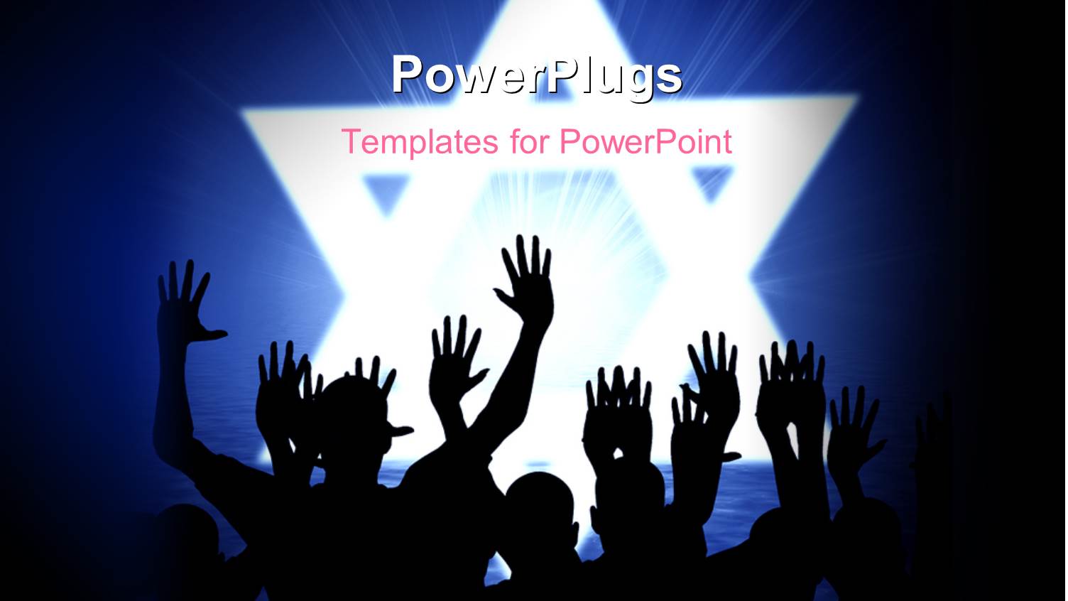 Lots of People Raising Up their Hands with large Stars Behind then