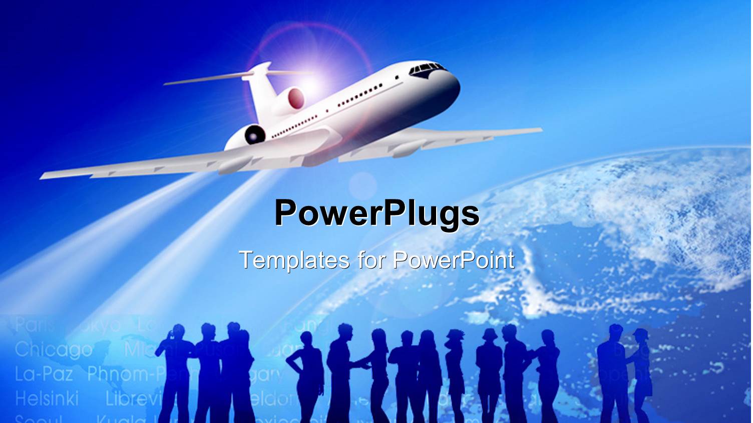 Lots of People Standing with an Airplane Flying Over