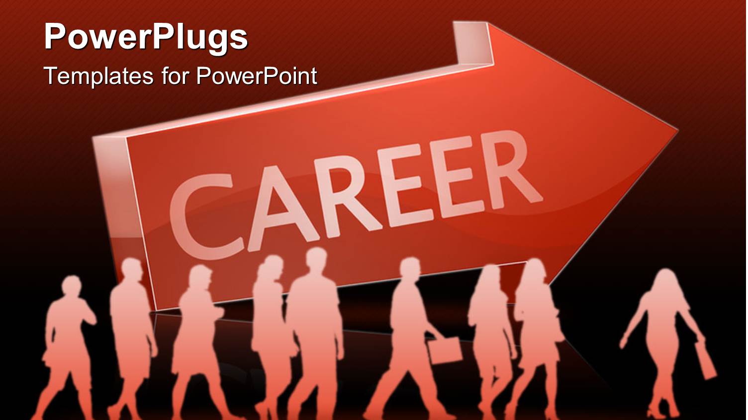 Lots of People Walking Beside a big Red Arrow with a Career Text