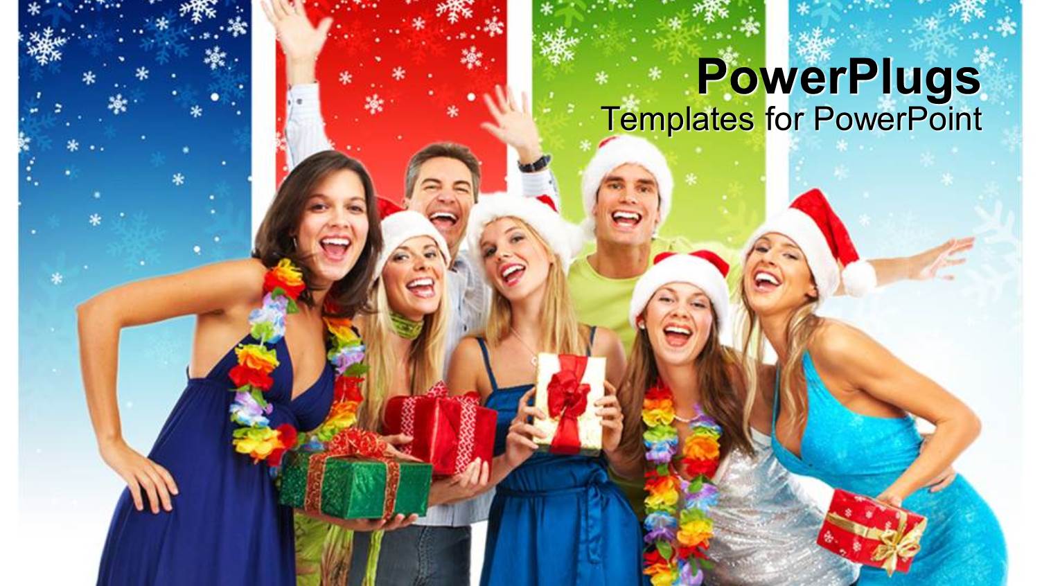 Lots of People Wearing a Christmas Cap and Holding Gifts