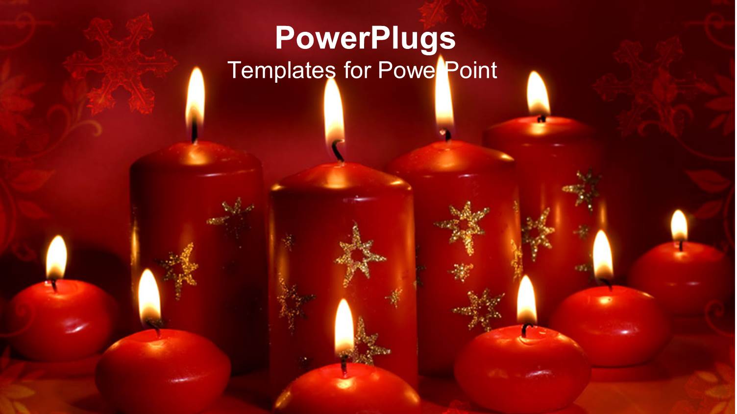 Lots of Red big and small Candles with Golden Star Designs