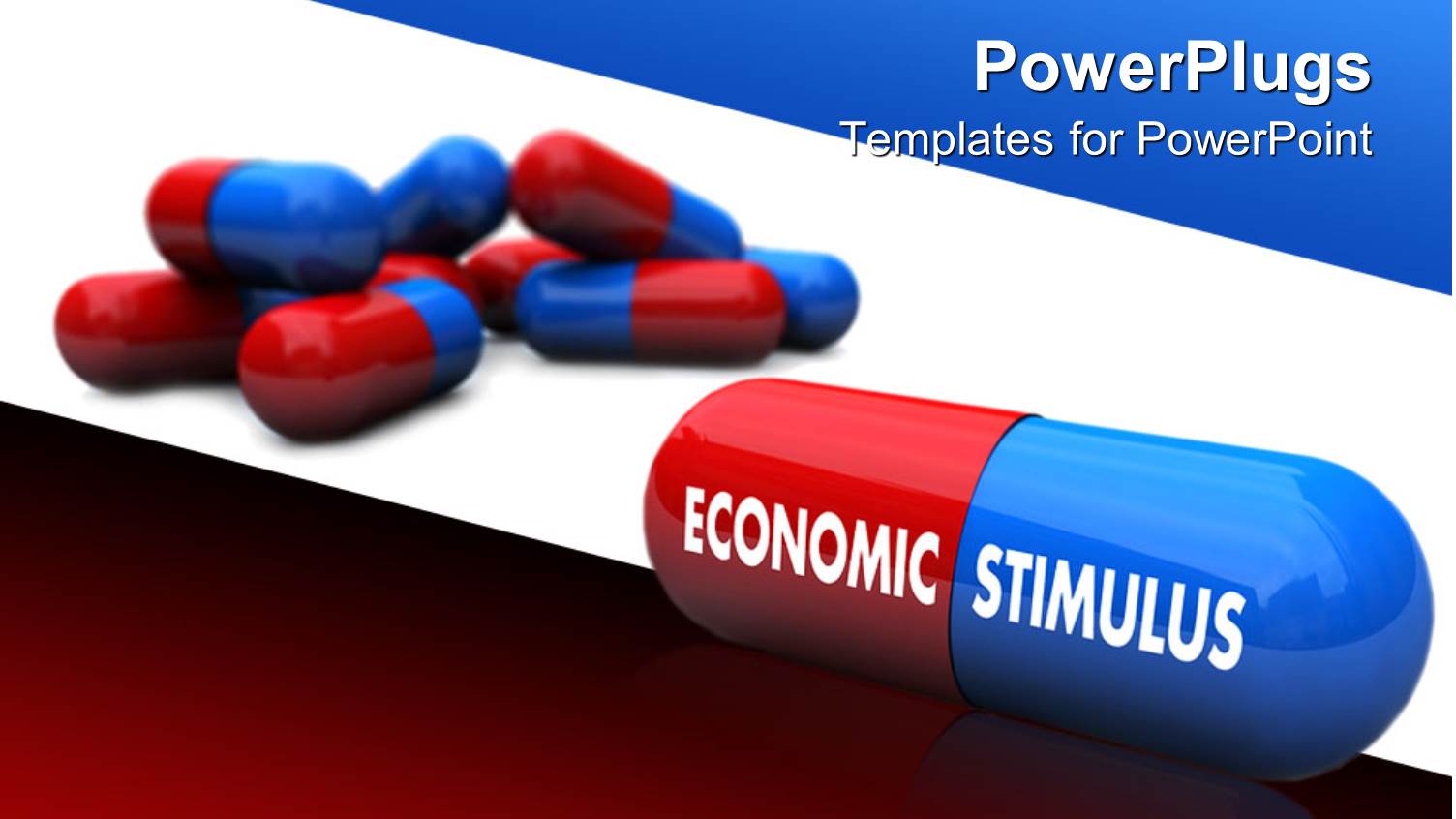 Lots of Red and Blue Pills on a White Background