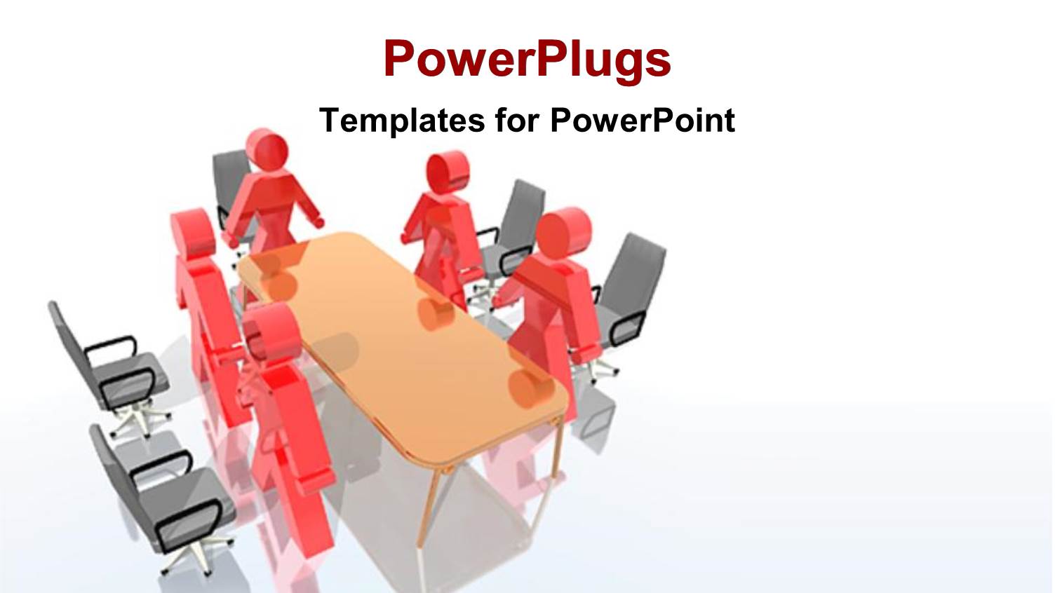 Lots of Red Colored Characters Standing Round a Meeting Table