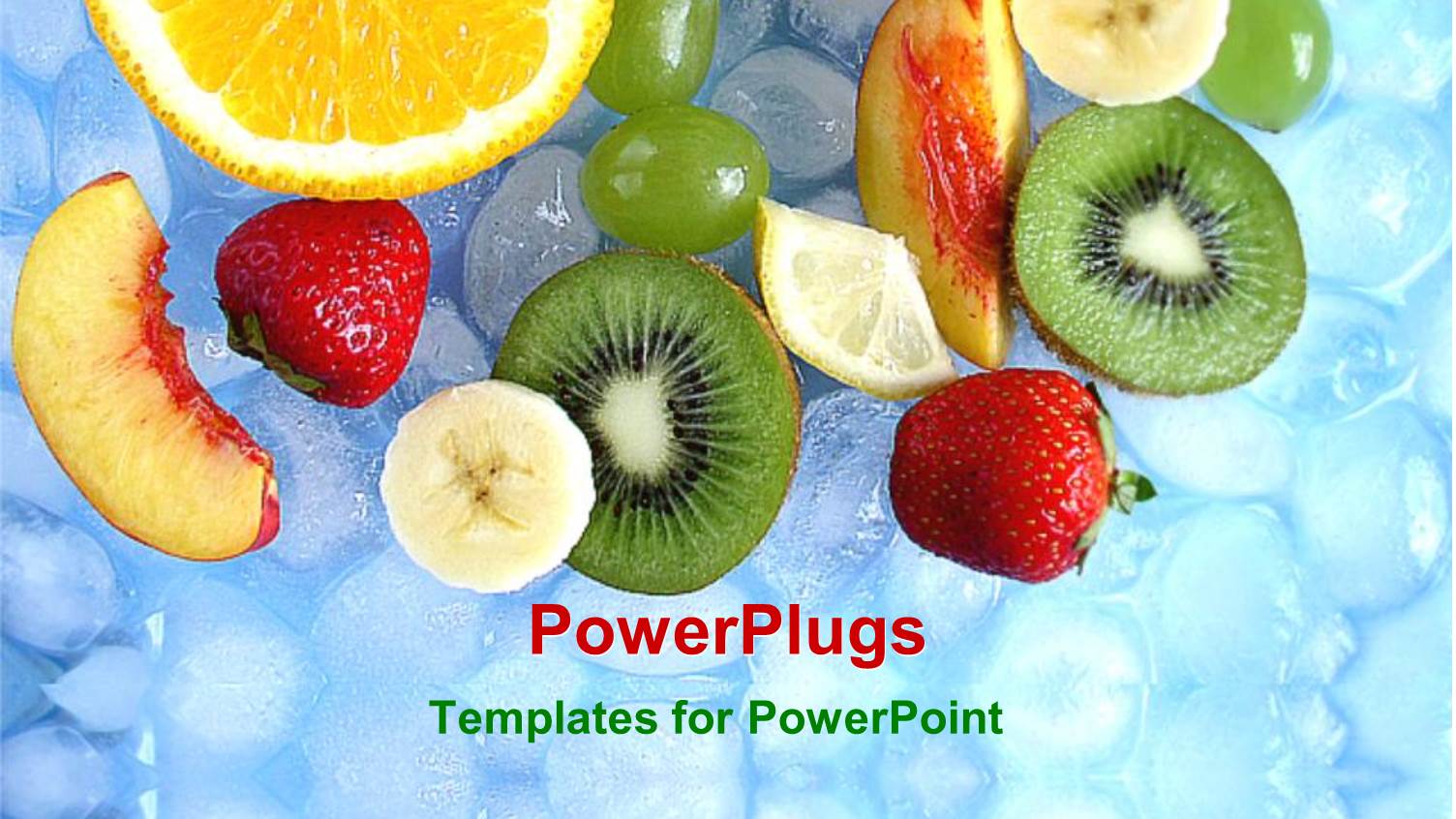 Lots of Sliced Up Fruits on Cubes of Ice