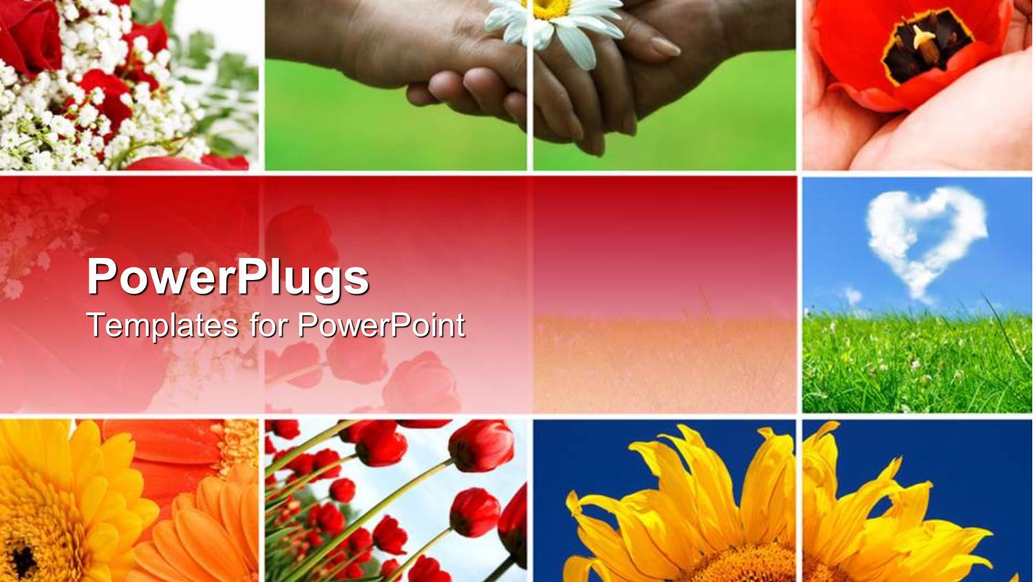 Lots of Tiles with Hands Shaking and Different Flowers