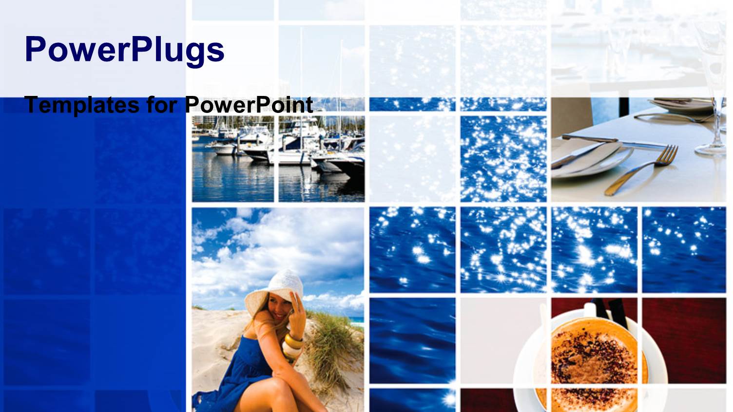 Lots of Tiles Showing Different Views of a Holiday Resort