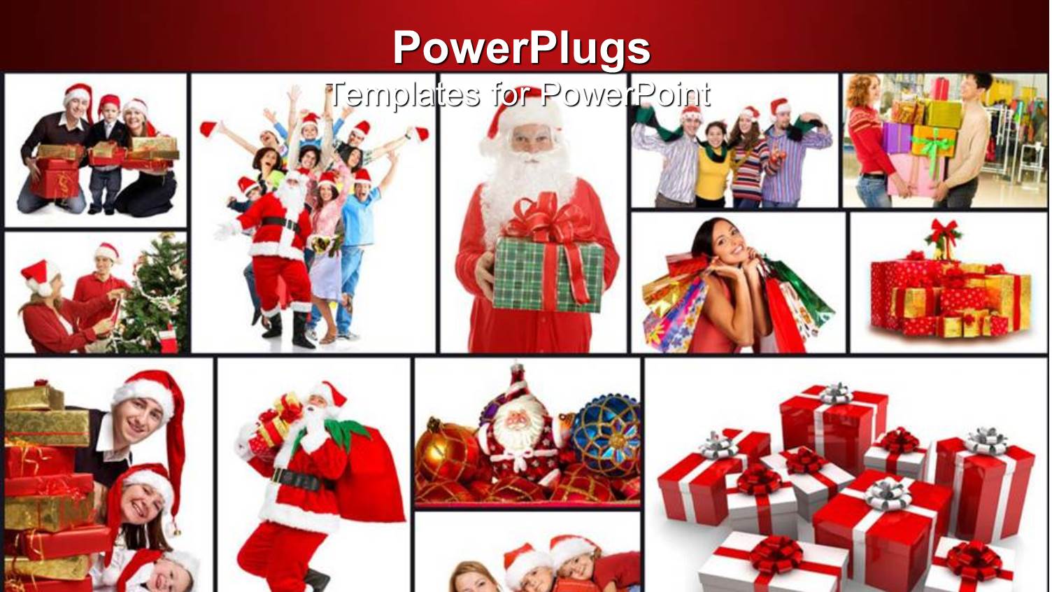 Lots of Tiles Showing Santa Clause with Christmas Gifts