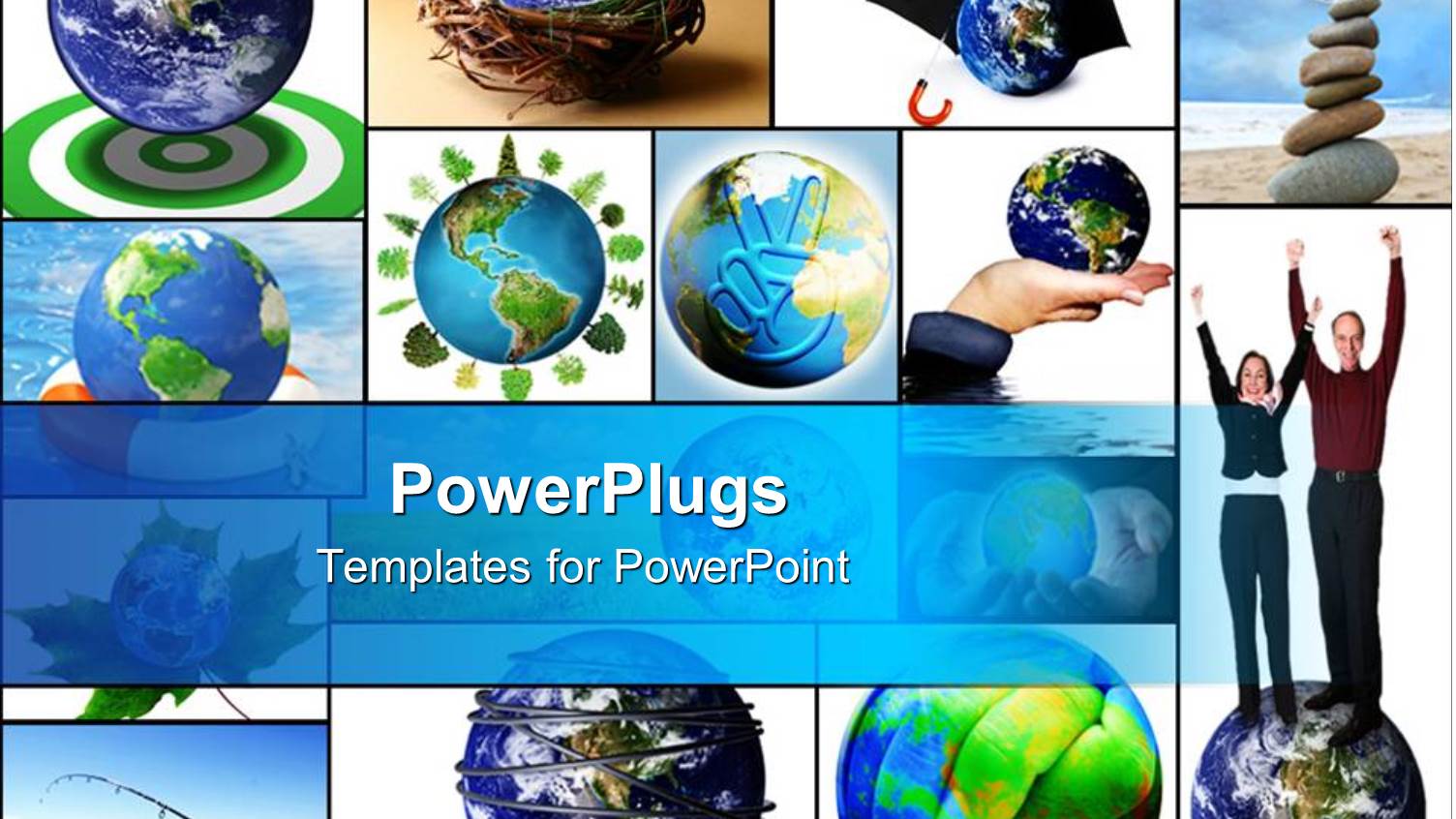 Lots of Tiles with White Background and Globes in Different Places