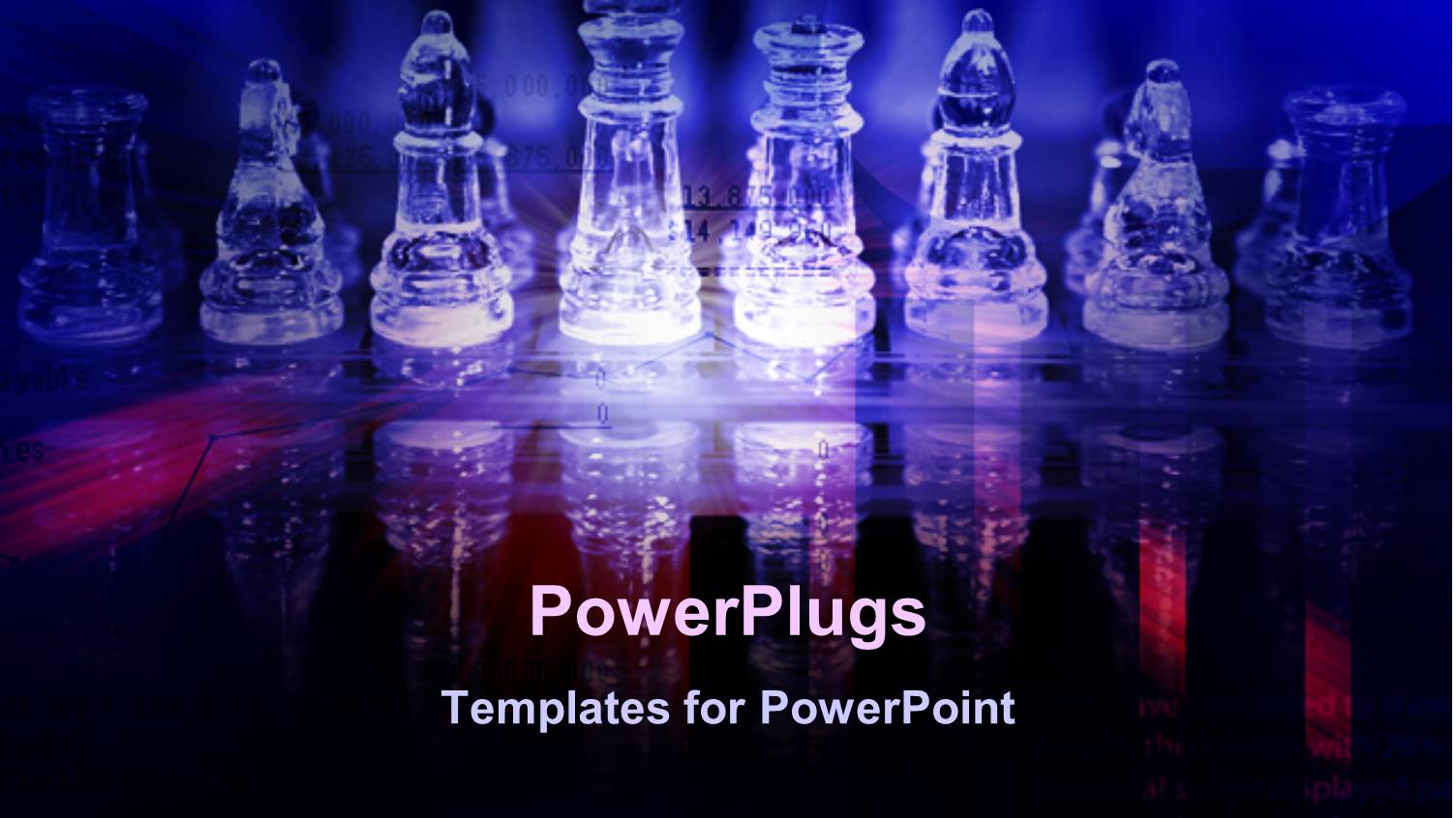 Lots of Transparent Chess Pieces with Shinning Blue Background