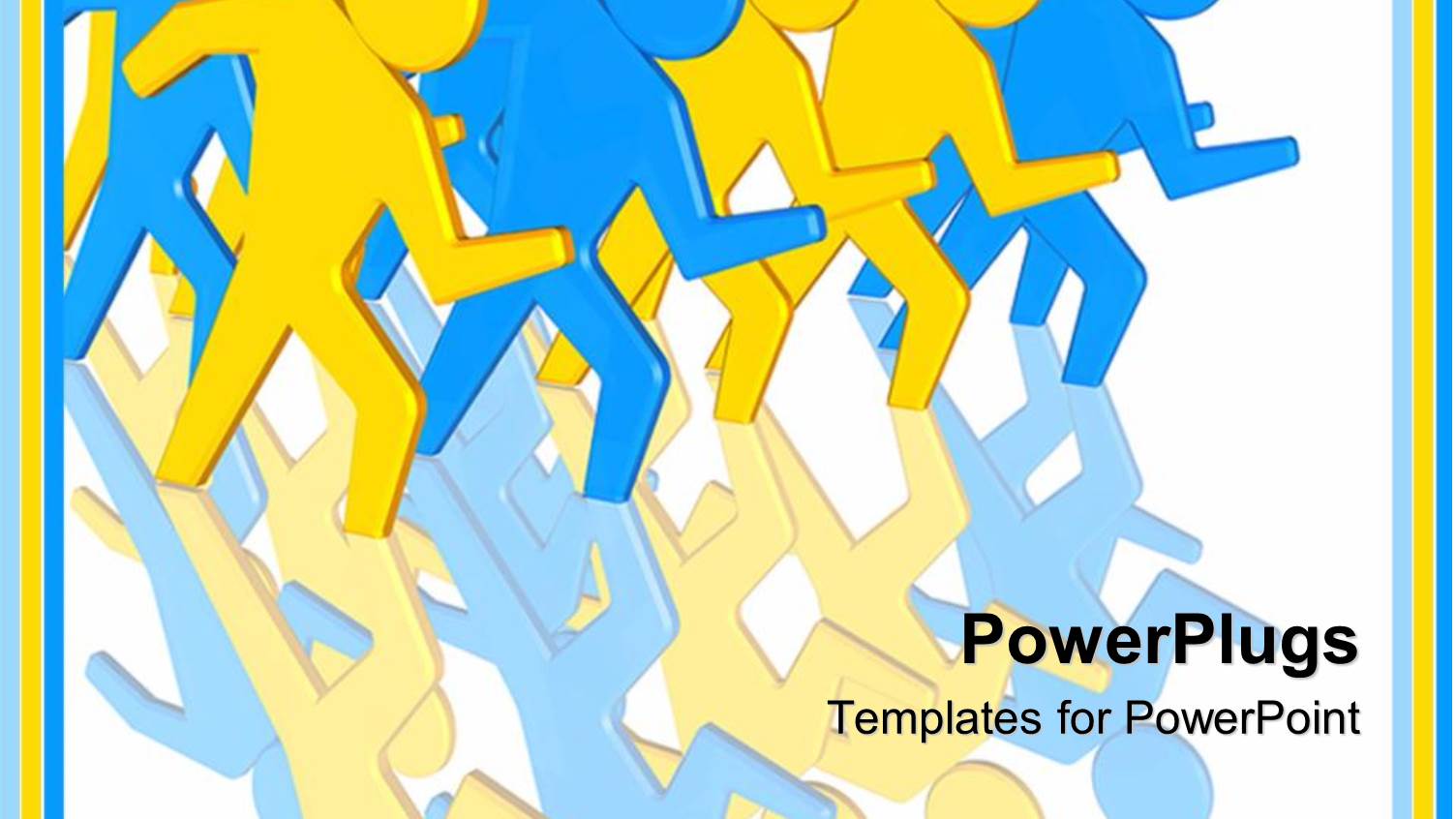 Lots of Yellow and Blue Human Characters Getting Set for a Race